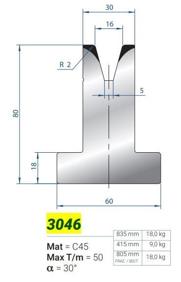 3046 MATRİCE A 16A30 H-80 L-835