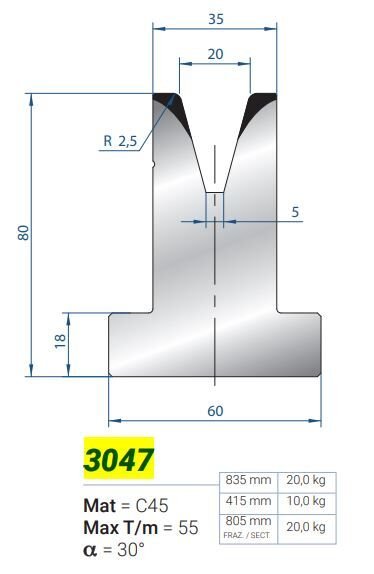 3047 MATRİCE aTVda 20a 30° H-80 L-835
