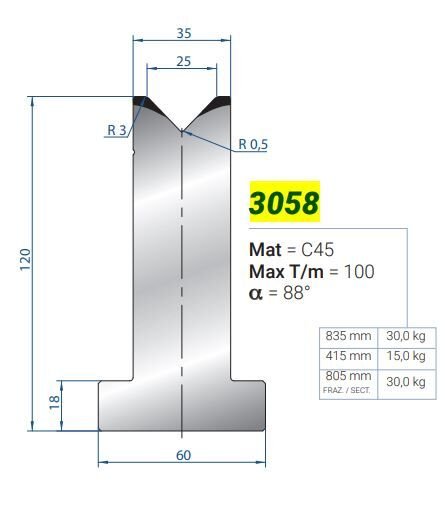 3058 x S İ L x MATRİCE A 25a 88 H-120 L-835