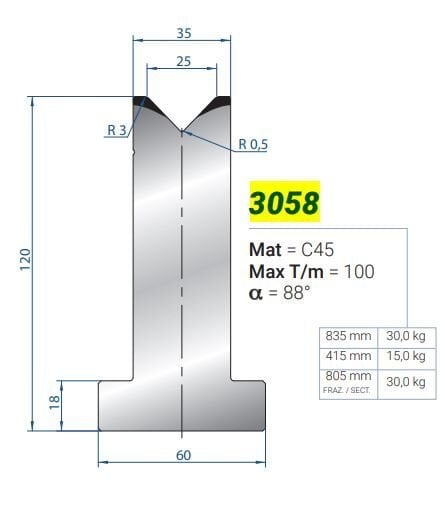 3058 x S İ L x MATRİCE A 25a 88 H-120 L-835