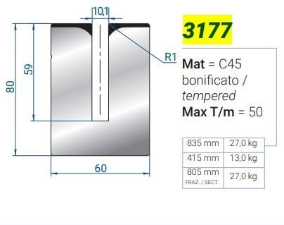 3177 DIE FLAT Z-10,1 H-80 L=835