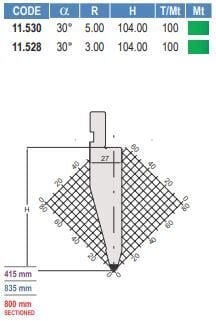 11.530 PUNZONI / PUNCHES AMADA - PROMECAM STYLE 26° / 30°