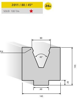 2011 / 80 / 45° EURAM 2011/80-V=45 H=80 L=835MM