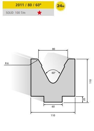 2011 / 80 / 60° EURAM 2011/80-V=60 H=80 L=835MM