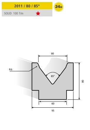 2011 / 80 / 85° EURAM 2011/80-V=85 H=80 L=835MM SECTION