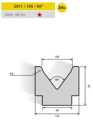 2011 / 100 / 80° EURAM 2011/100-V=80 H=95 L=835MM
