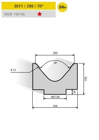 2011 / 200 / 70° EURAM 2011/200-V=70 H=95 L=835MM