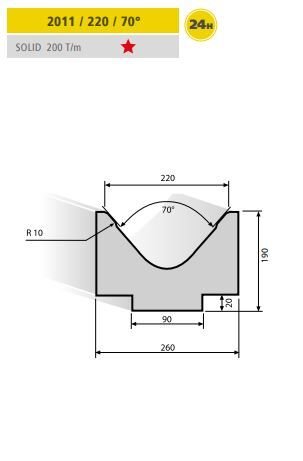 2011 / 220 / 70° EURAM 2011/220-V=70 H=95 L=835MM