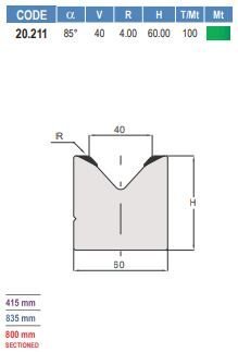 20.211 MATRICI / DIES AMADA - PROMECAM STYLE 45° / 60° / 85°