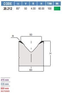 20.212 MATRICI / DIES AMADA - PROMECAM STYLE 45° / 60° / 85°