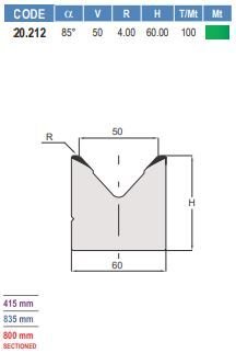 20.212 MATRICI / DIES AMADA - PROMECAM STYLE 45° / 60° / 85°