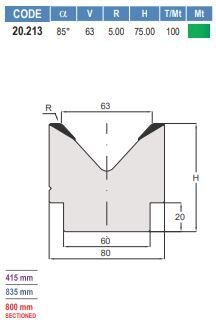 20.213 MATRICI / DIES AMADA - PROMECAM STYLE 45° / 60° / 80° / 85°