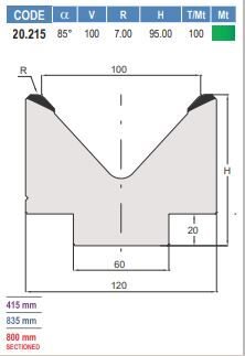 20.215 MATRICI / DIES AMADA - PROMECAM STYLE 45° / 60° / 80° / 85°