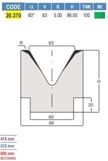 20.370 MATRICI / DIES AMADA - PROMECAM STYLE 45° / 60° / 85°