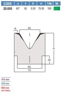 20.650 MATRICI / DIES AMADA - PROMECAM STYLE 45° / 60° / 85°
