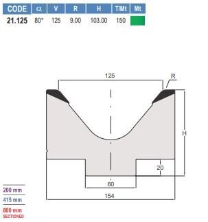 21.125 MATRICI / DIES AMADA - PROMECAM STYLE 70° / 80°