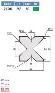 21.207 MATRICI / DIES AMADA - PROMECAM STYLE 2V / 4V