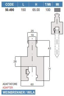 50.490 PROLUNGHE E ADATTATORI / EXTENSIONS AND ADAPTERS STAFFE NON COMPRESE / CLAMP PLATES NOT INCLUDED