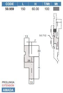 50.959 PROLUNGHE E ADATTATORI / EXTENSIONS AND ADAPTERS STAFFE NON COMPRESE / CLAMP PLATES NOT INCLUDED