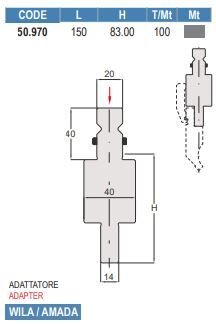 50.970 PROLUNGHE E ADATTATORI / EXTENSIONS AND ADAPTERS STAFFE NON COMPRESE / CLAMP PLATES NOT INCLUDED