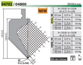 04702FCA PUNCH 88° R=0,2 H=120 L=835 - SECTION