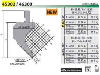 45302C PUNCH 88° R=0,2 H=89,91 L=415